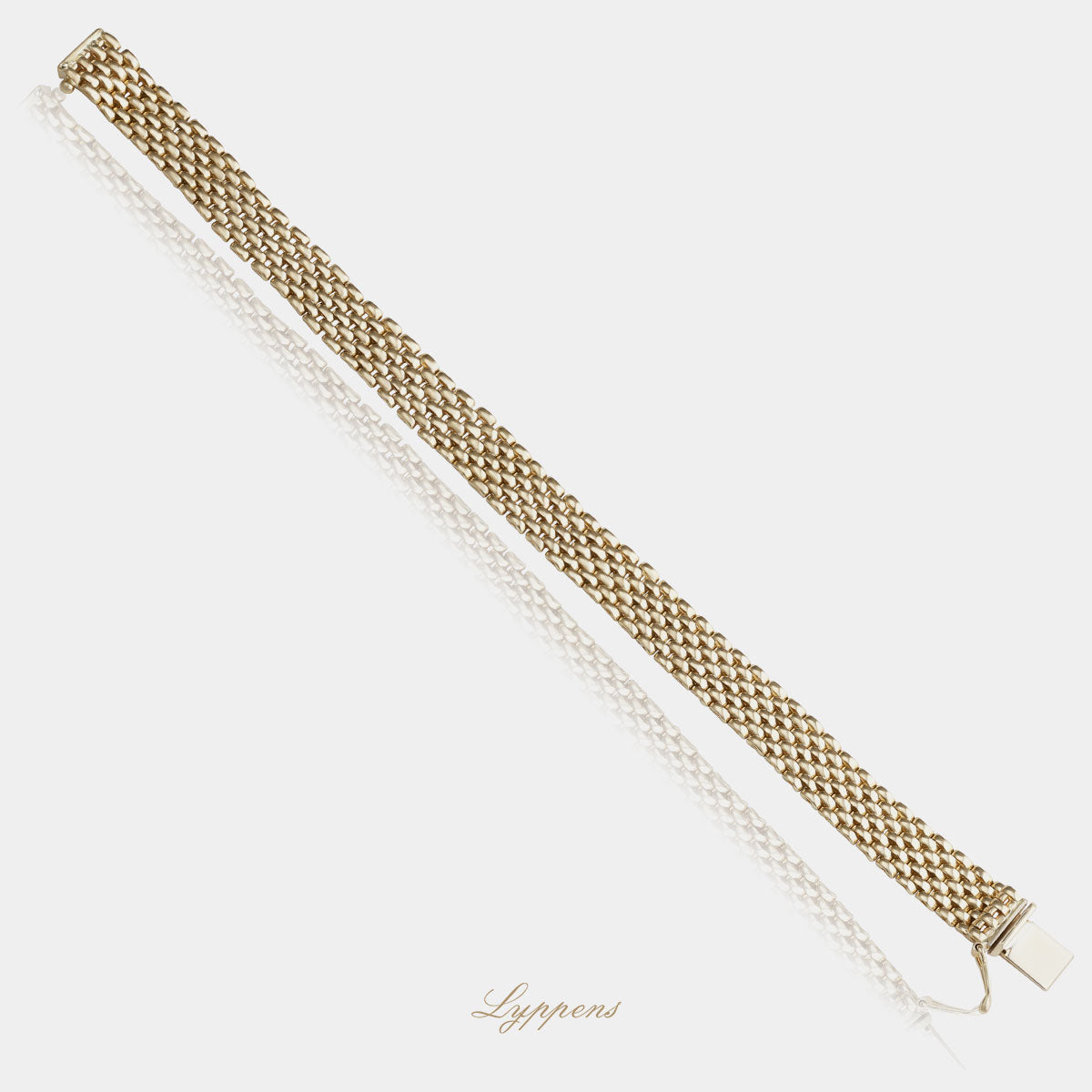 Geelgouden panter schakelarmband