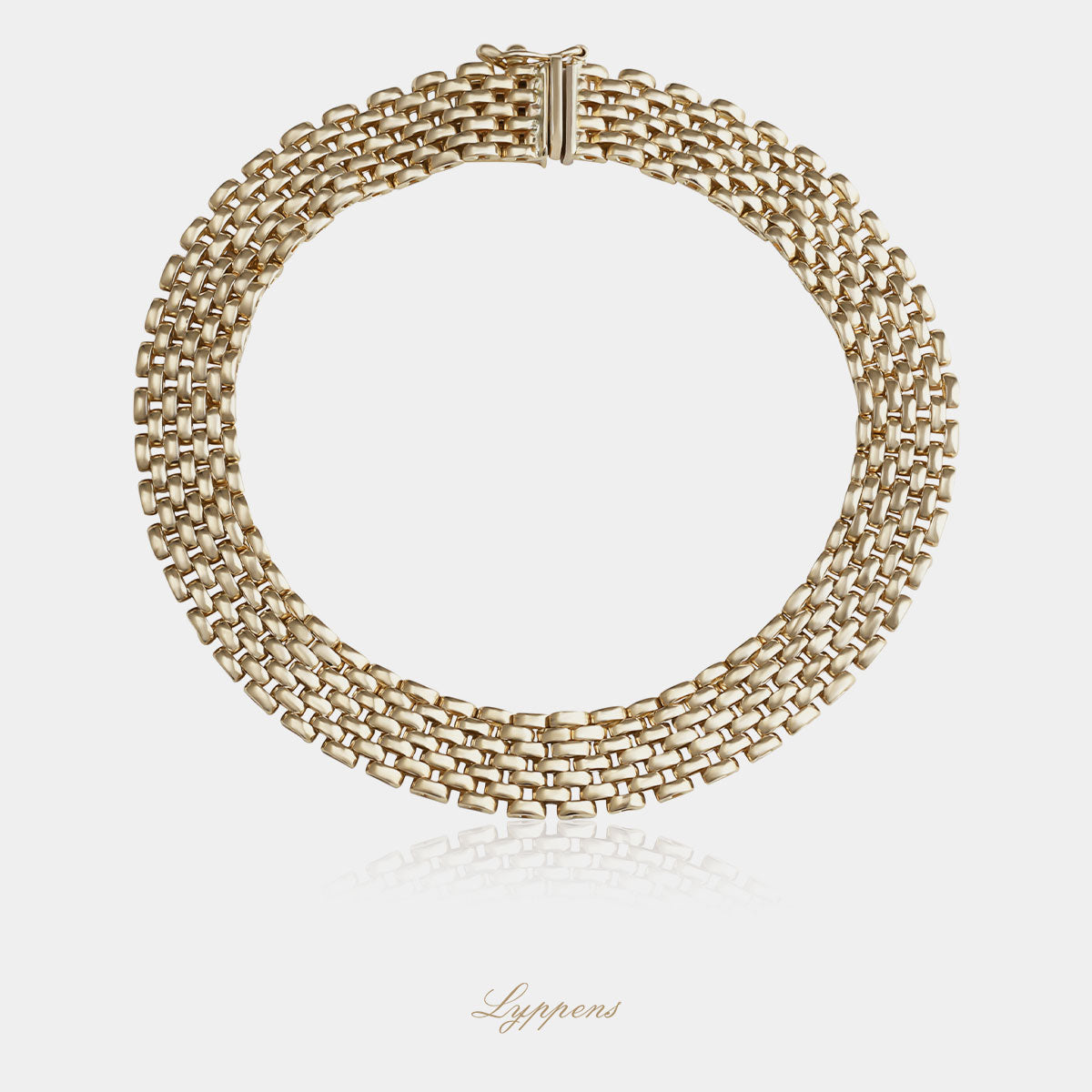 Geelgouden panter schakelarmband
