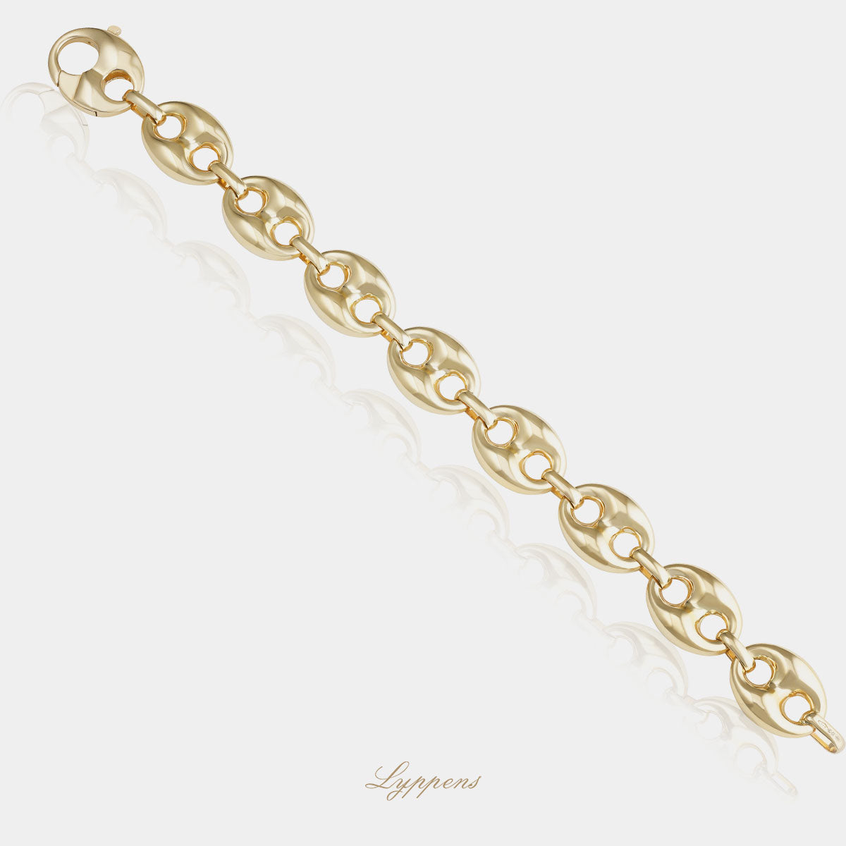 Geelgouden koffieboon schakel armband
