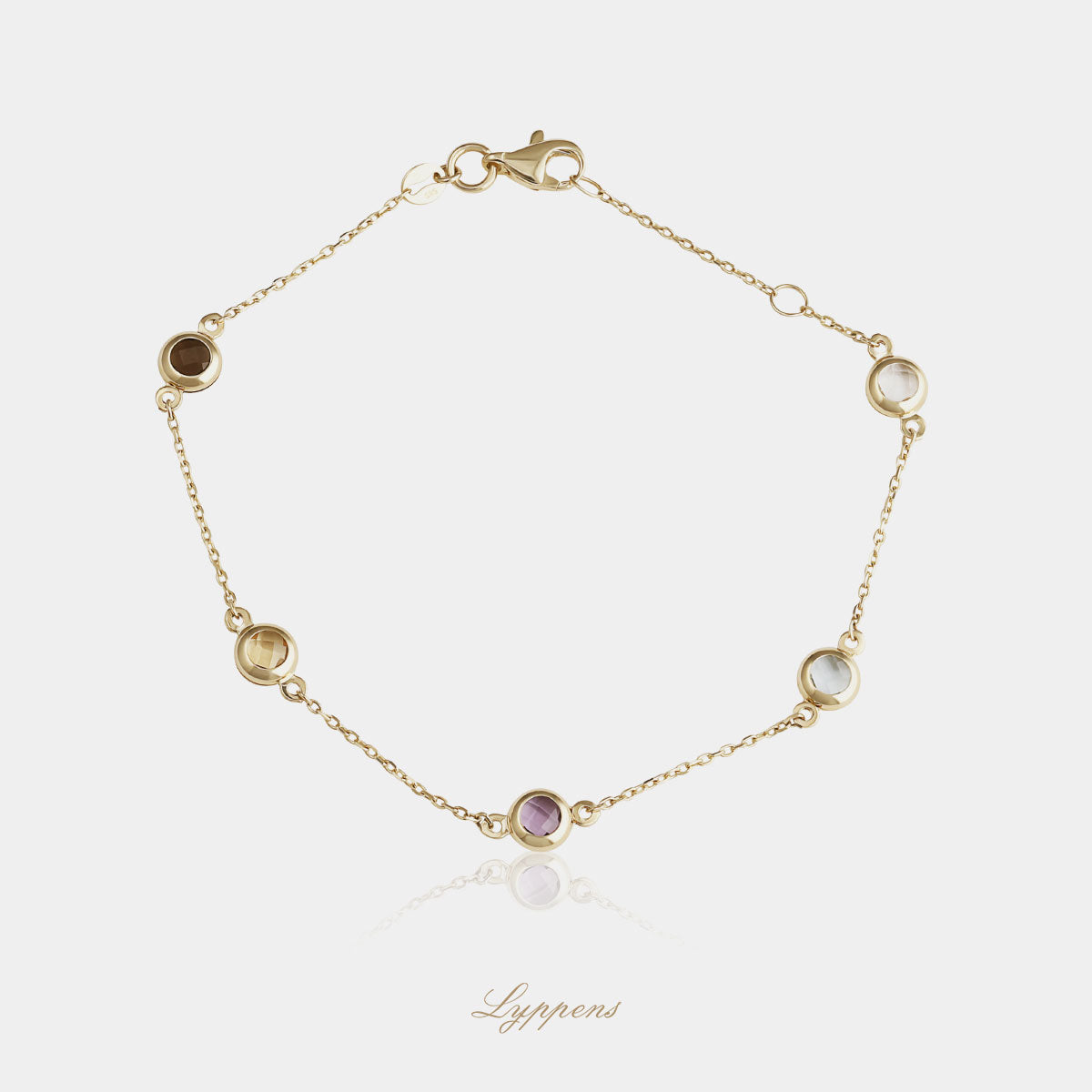 Geelgouden armband met diverse edelstenen