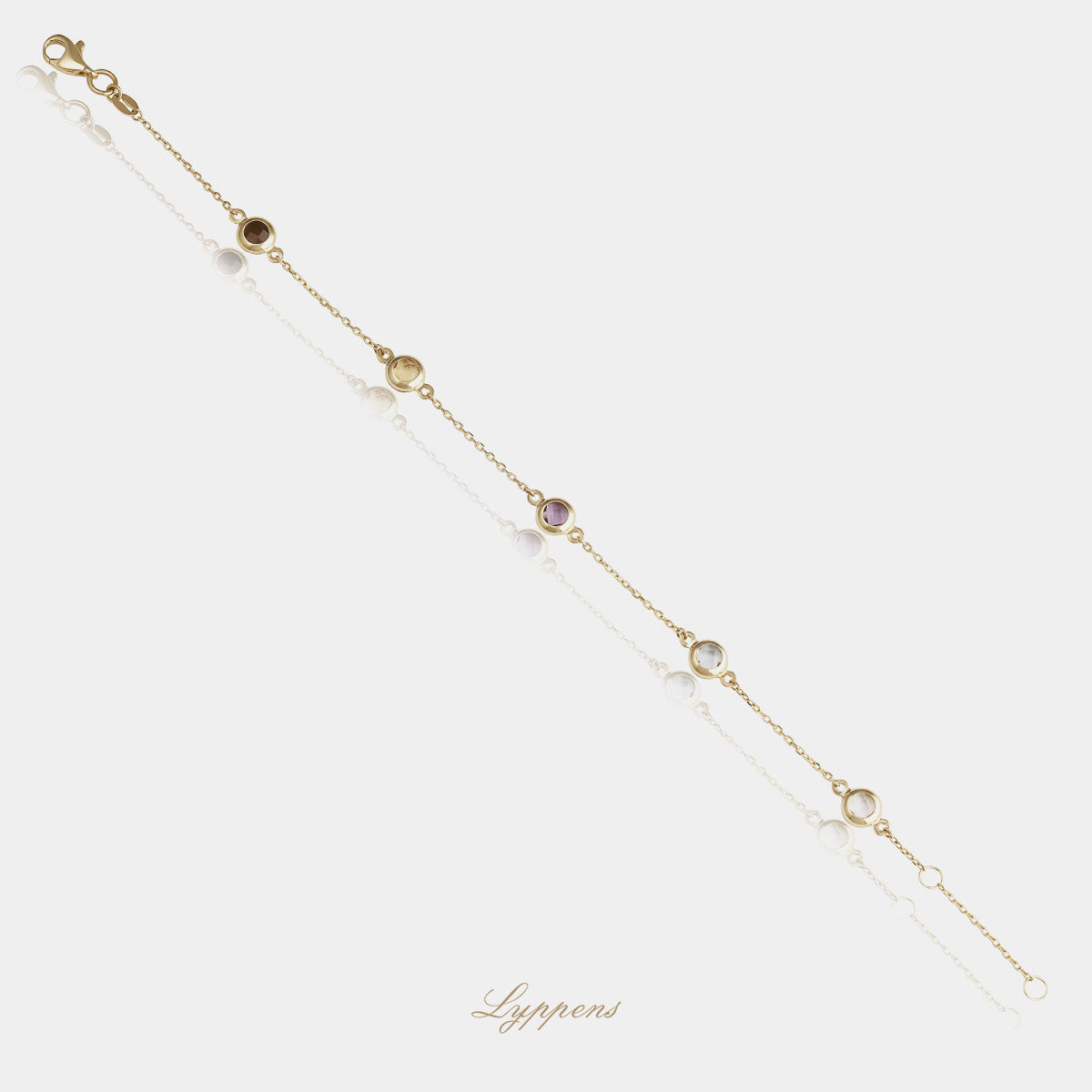 Geelgouden armband met diverse edelstenen