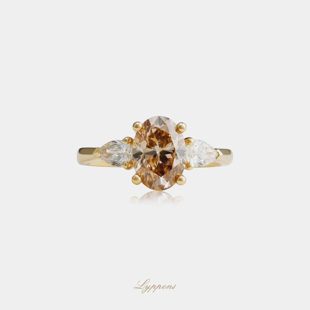 Geelgouden ring met bruine diamant en diamant