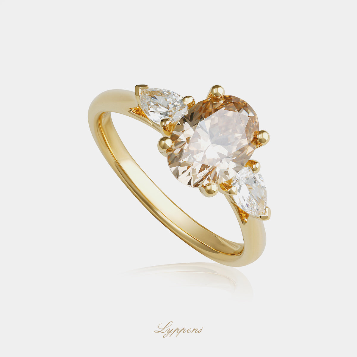 Geelgouden ring met bruine diamant en diamant