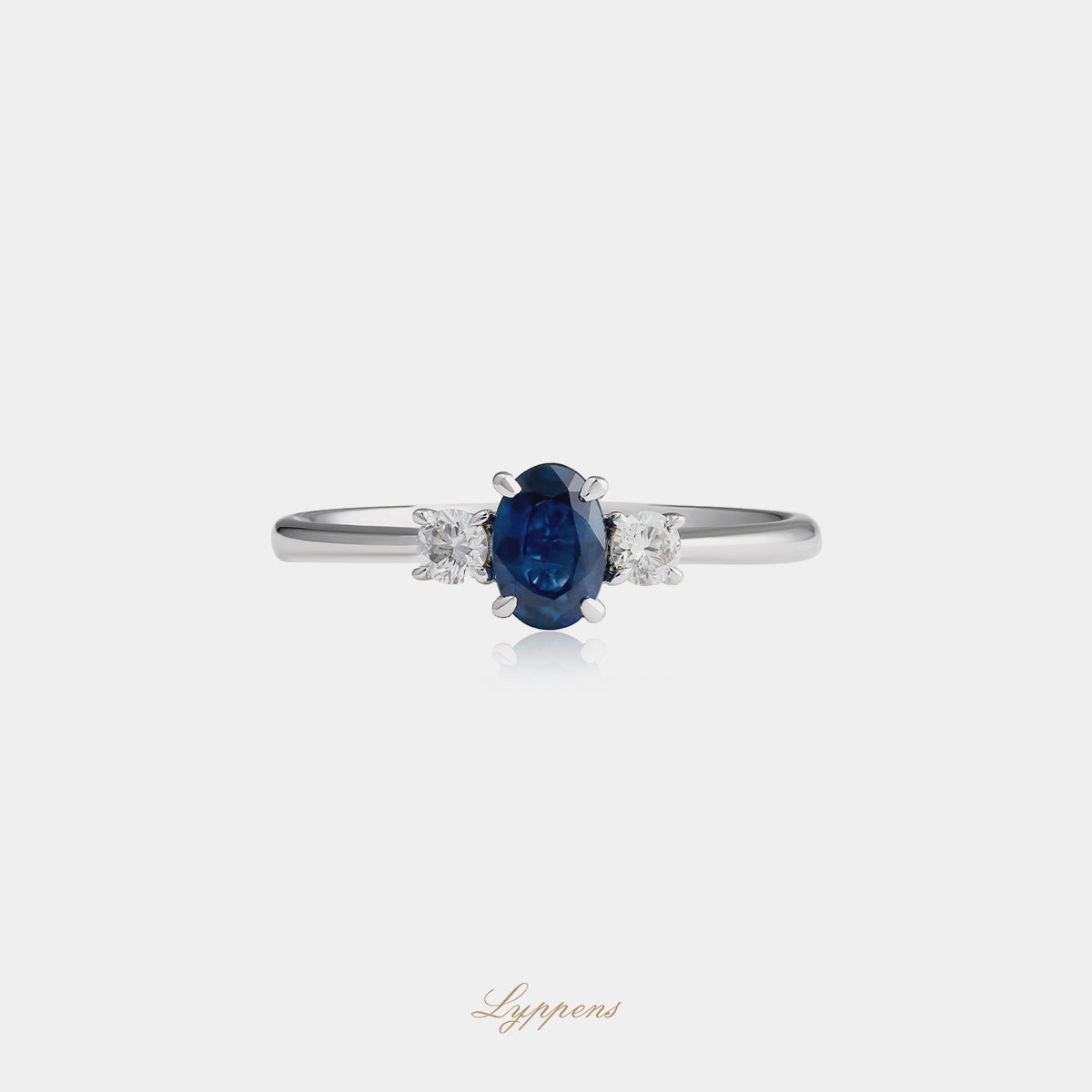 Witgouden ring met saffier en diamant