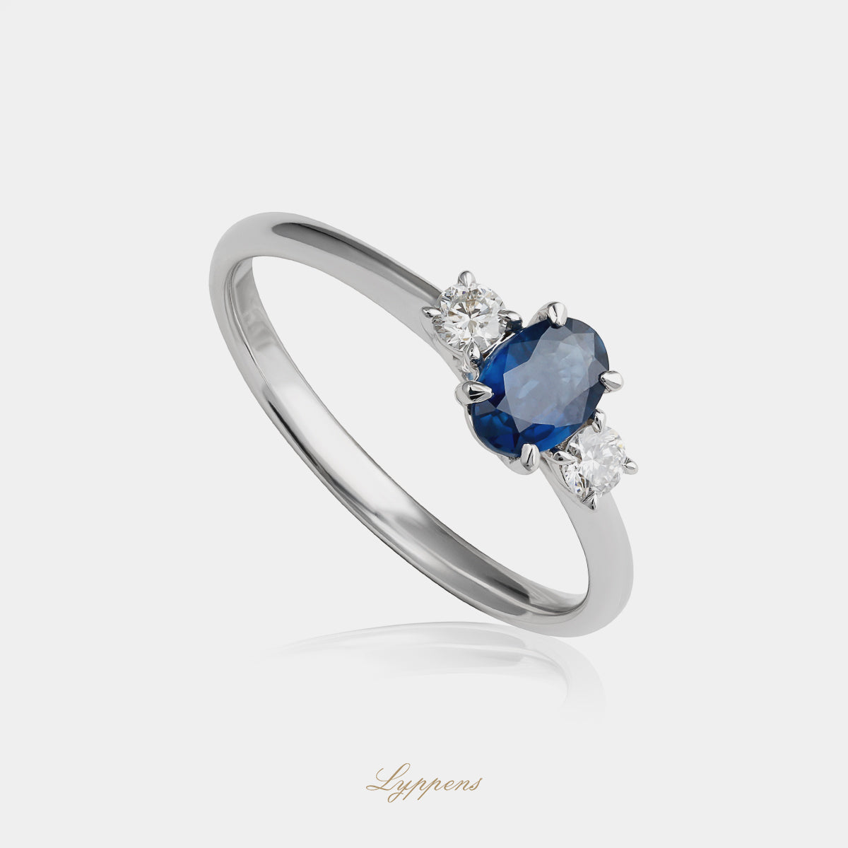 Witgouden ring met saffier en diamant