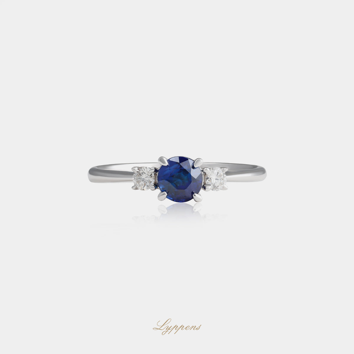 Witgouden ring met saffier en diamant
