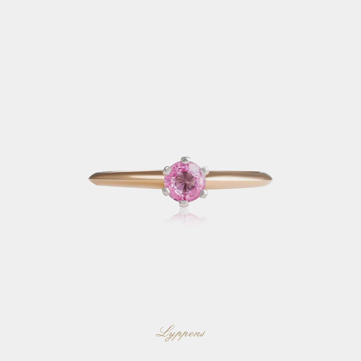 Roségouden solitair ring met roze saffier