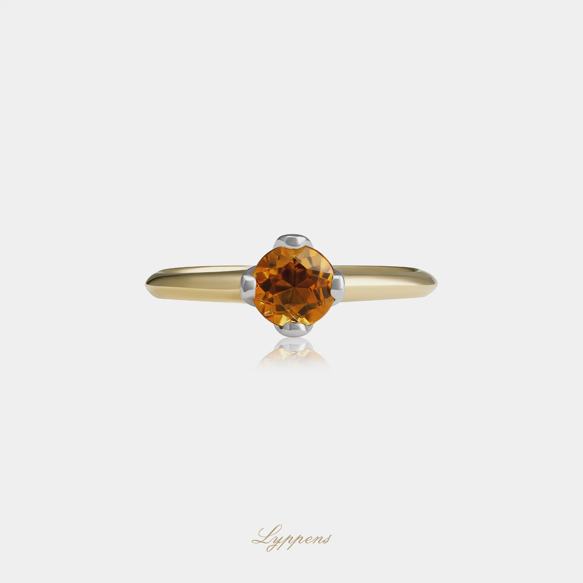 Geel- en witgouden solitair ring met citrien