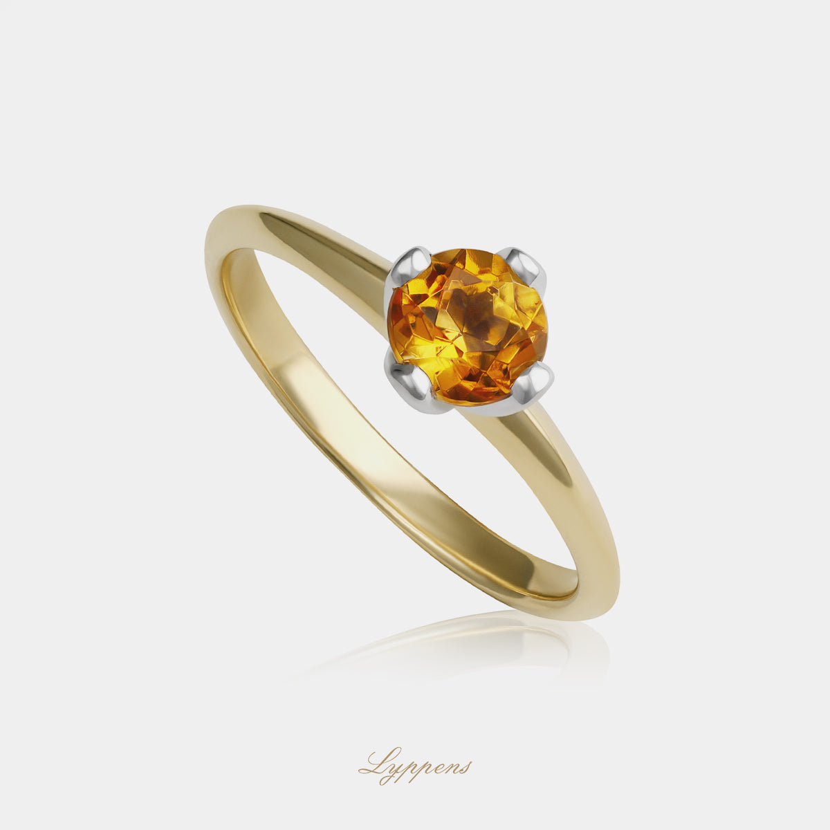 Geel- en witgouden solitair ring met citrien