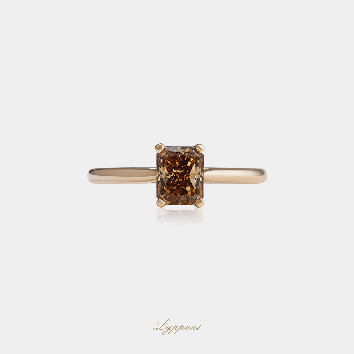Roségouden solitair ring met bruine diamant