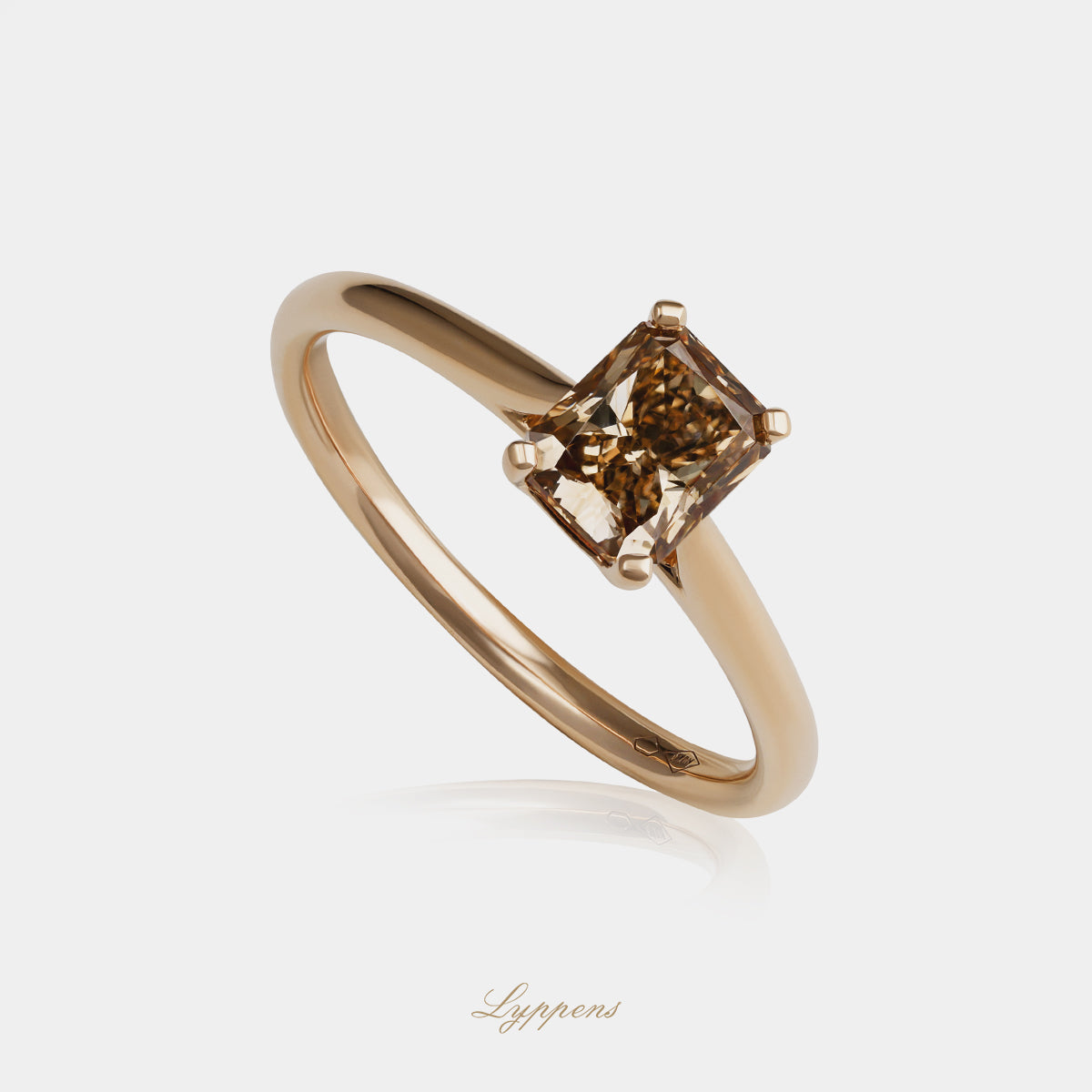 Roségouden solitair ring met bruine diamant
