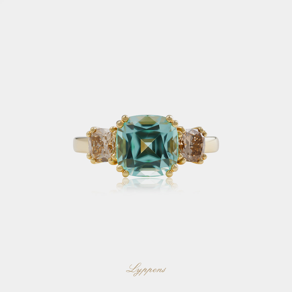 Geelgouden ring met toermalijn en diamant