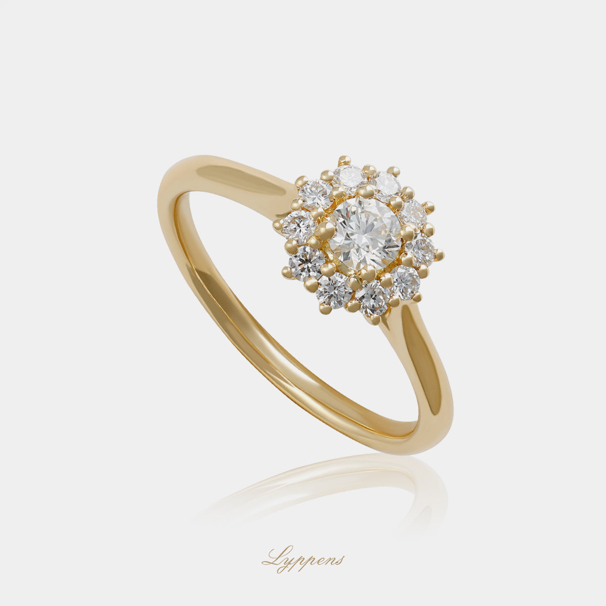 Geelgouden entourage ring met diamant