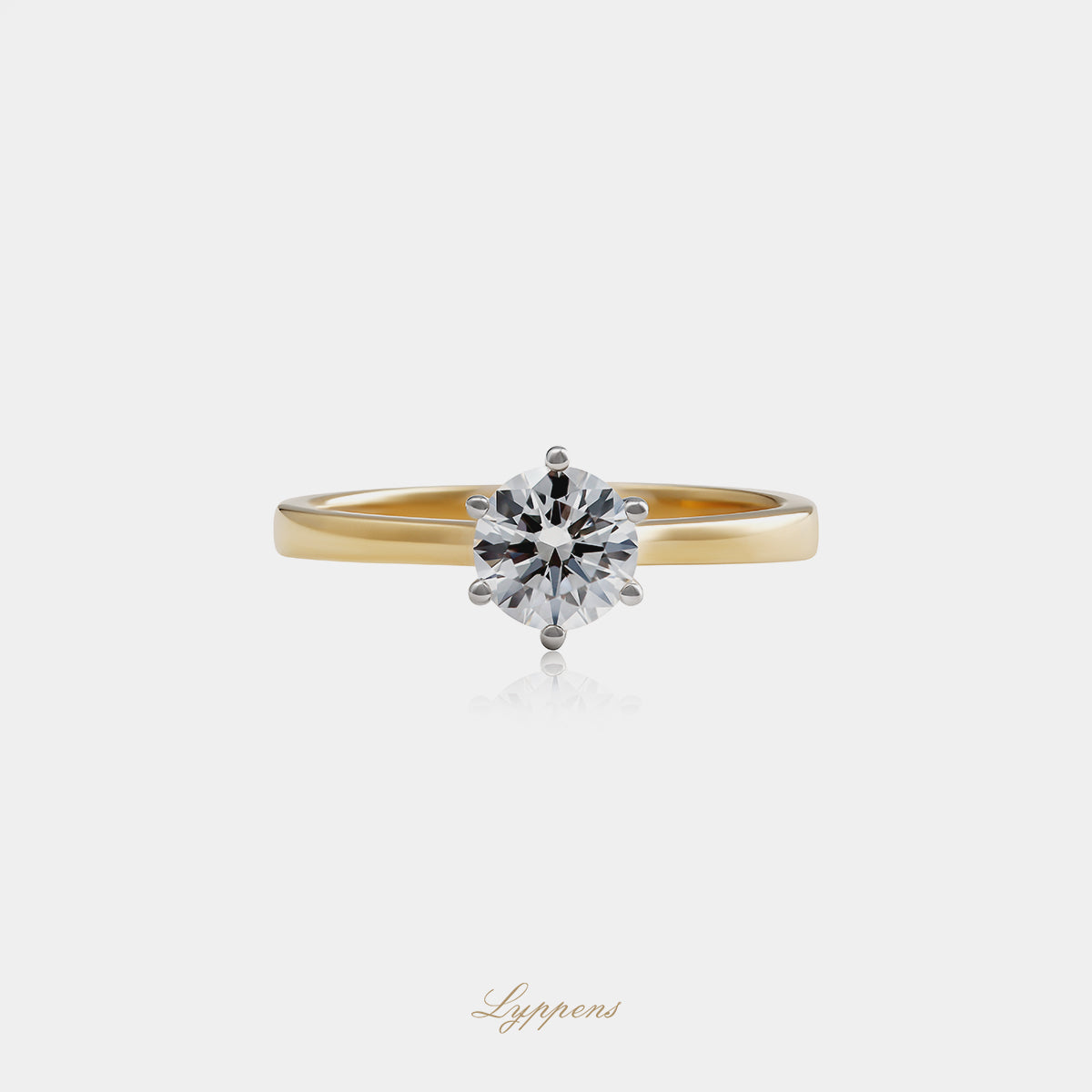 Geelgouden solitairring met diamant