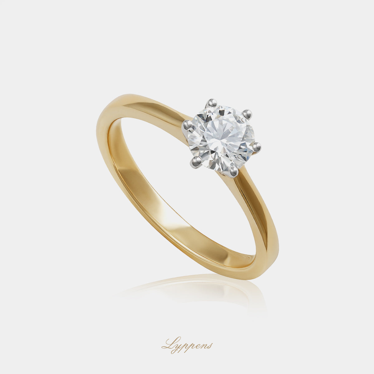 Geelgouden solitairring met diamant