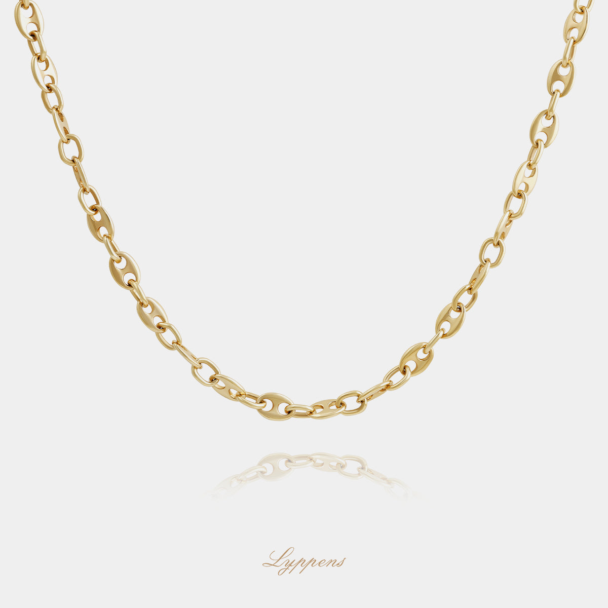 Geelgouden koffieboonschakel collier