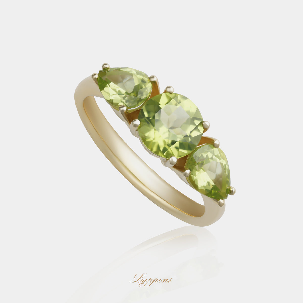 Geelgouden ring met peridoot