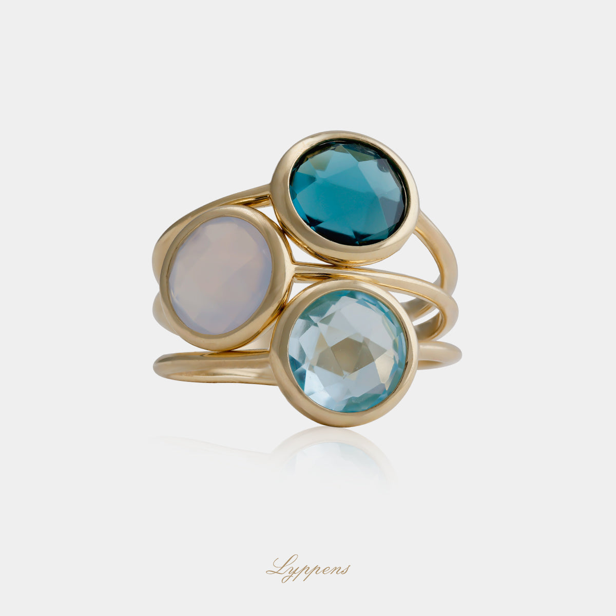 Geelgouden ring met topaas en kwarts