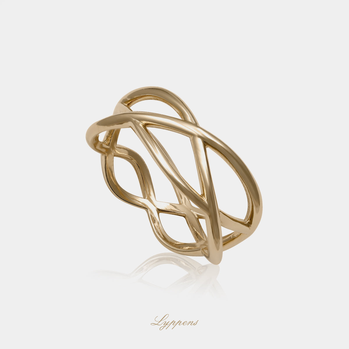 Elegante 14kt geelgouden ring met klassiek gevlochten structuur