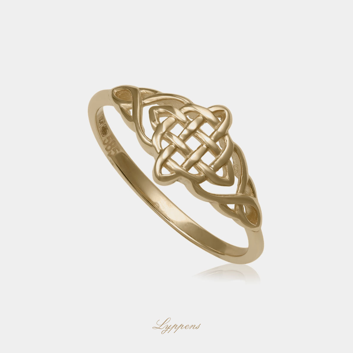 14kt geelgouden ring in Keltische knoopvorm, symbolisch