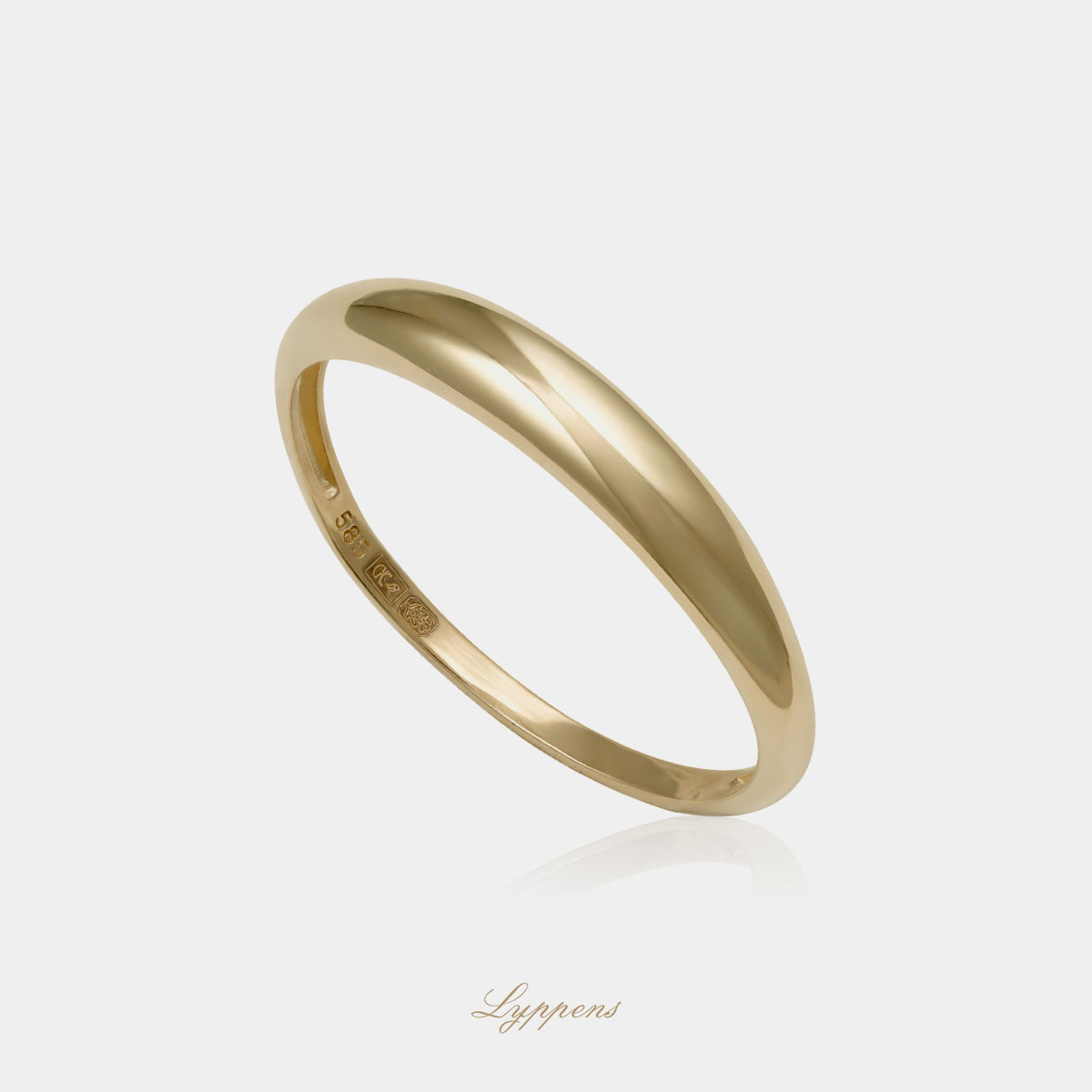 14kt geelgouden bolle ring 3.5mm met verloop in breedte, strak design