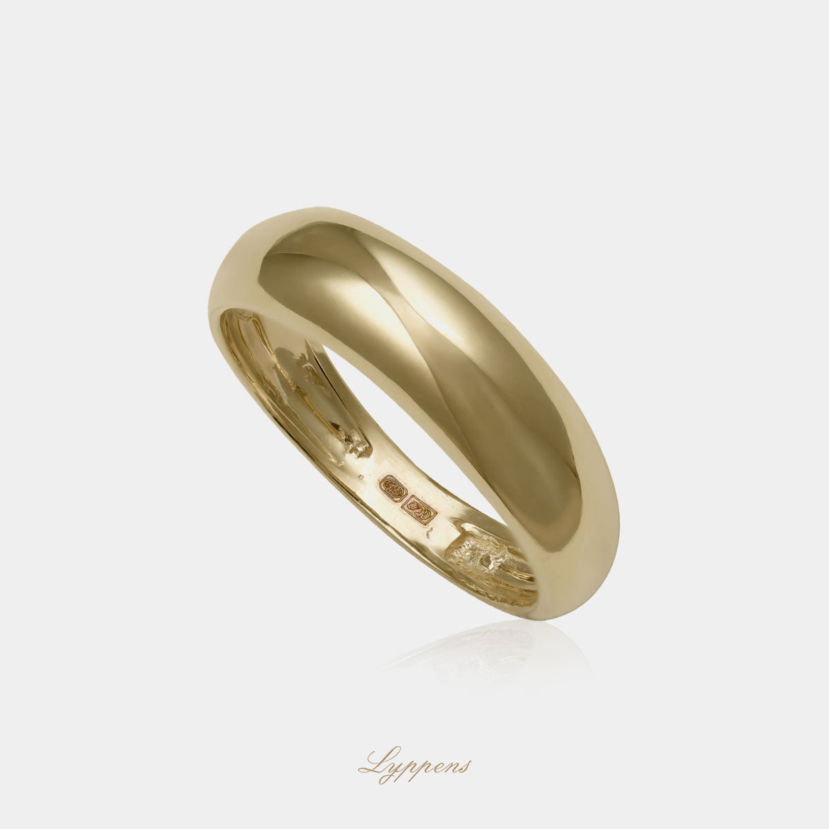14kt geelgouden bolle ring 5.5mm met verloop in breedte