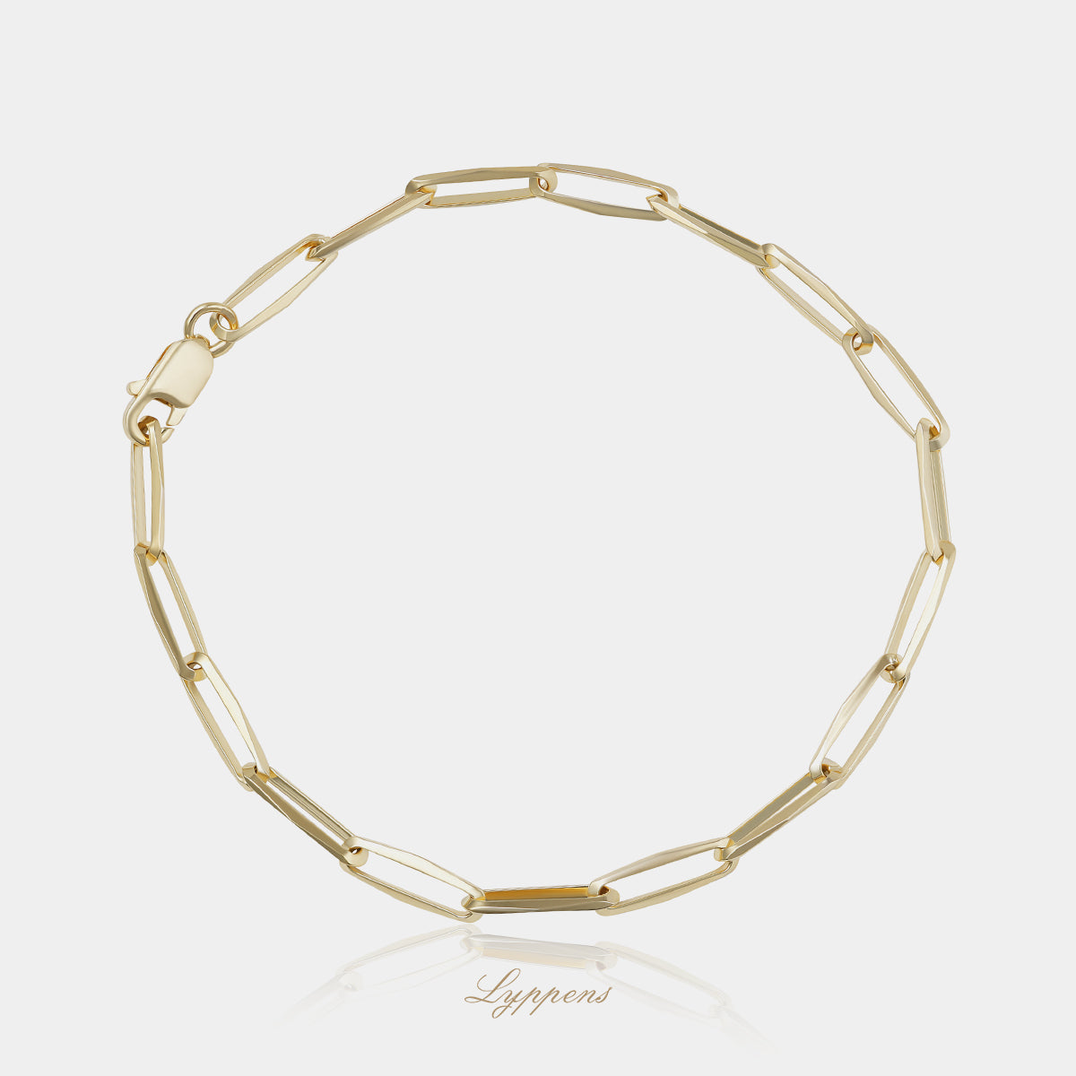 14kt geelgouden Closed Forever schakelarmband met een lengte van 18cm en schakels van 11.5 x 3.5mm