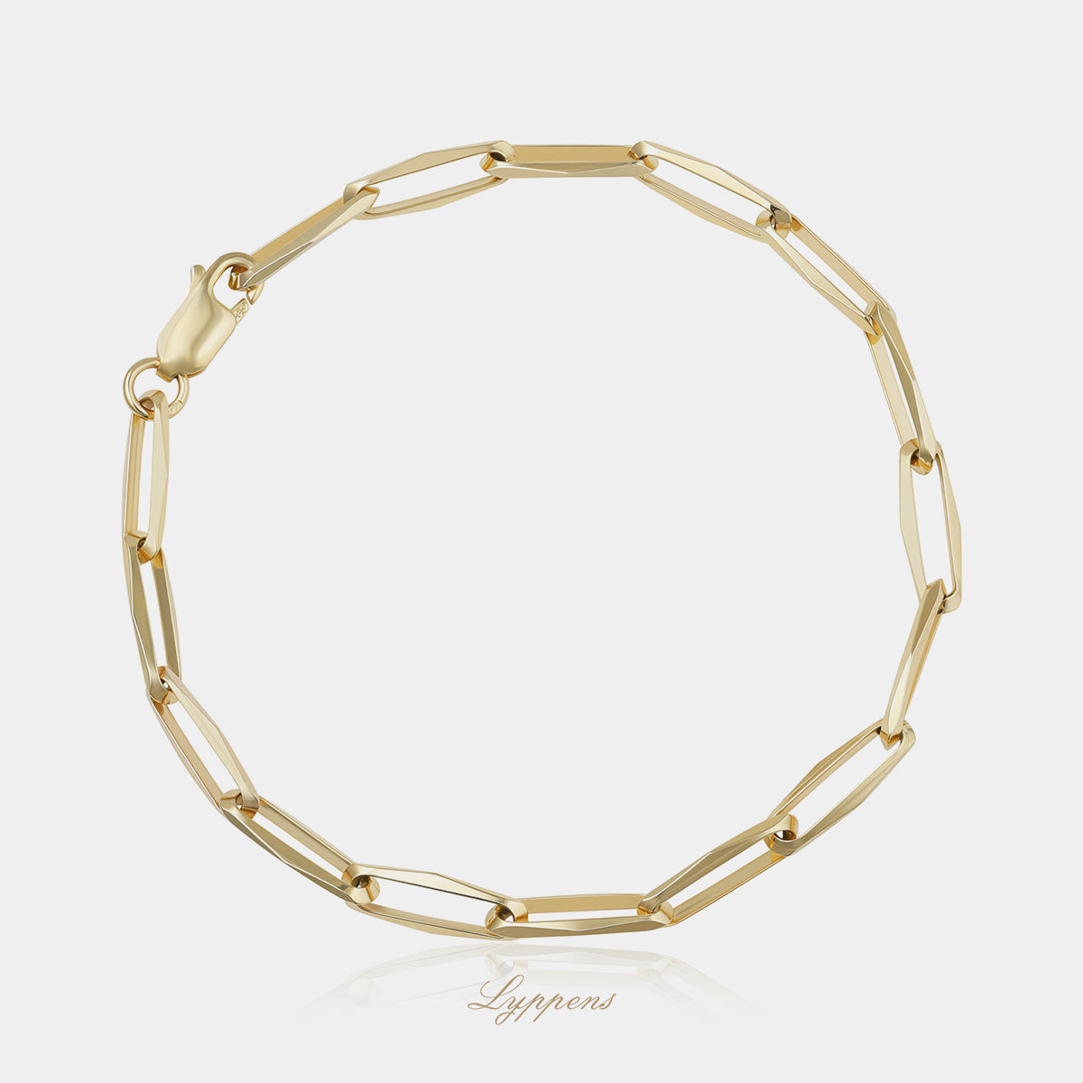 14kt geelgouden Closed Forever schakelarmband met een lengte van 19cm en schakels van 14 x 4.5mm