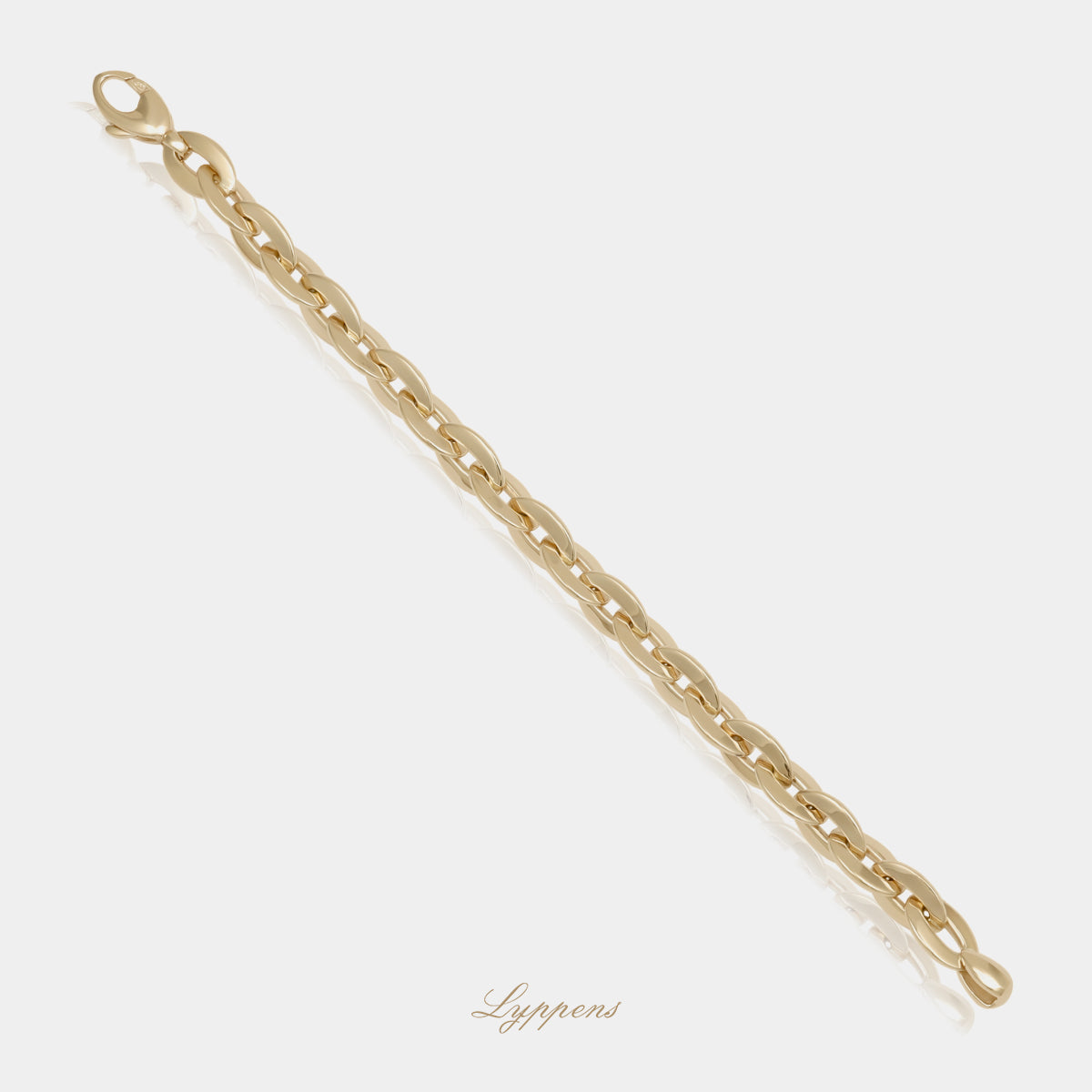 14kt geelgouden fantasie schakelarmband deze armband is opgebouwd uit ovale schakels