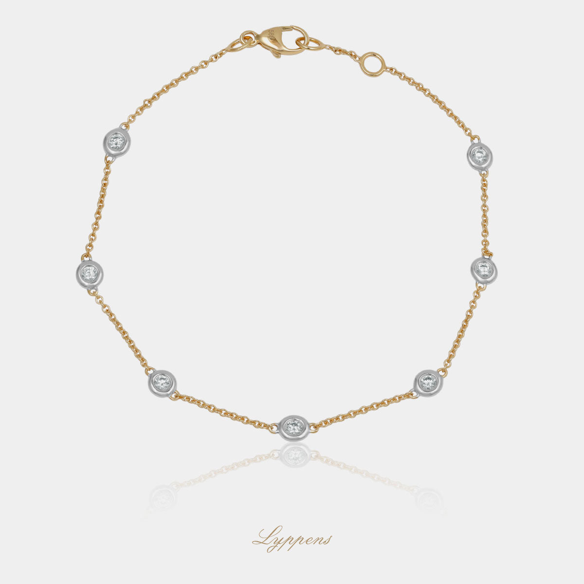 14 karaat geelgouden armband met anker schakels en briljant diamant 0.24ct G SI1