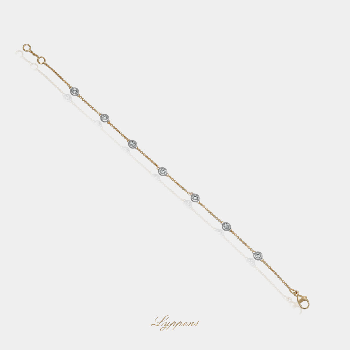14kt geelgouden anker schakelarmband met diamant 0.24ct G SI1 in witgouden zetting