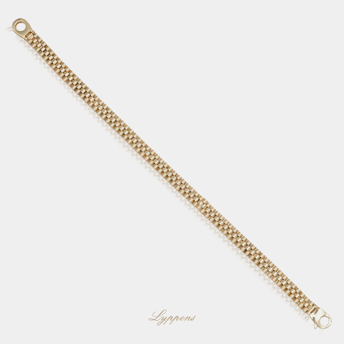 14kt geelgouden fantasie schakelarmband deze armband bestaat uit glanzende en gematteerde schakels