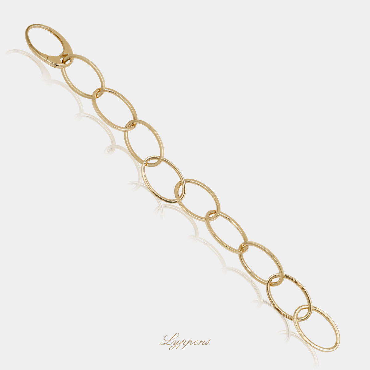 14kt geelgouden fantasie schakelarmband deze armband is opgebouwd uit ovale schakels