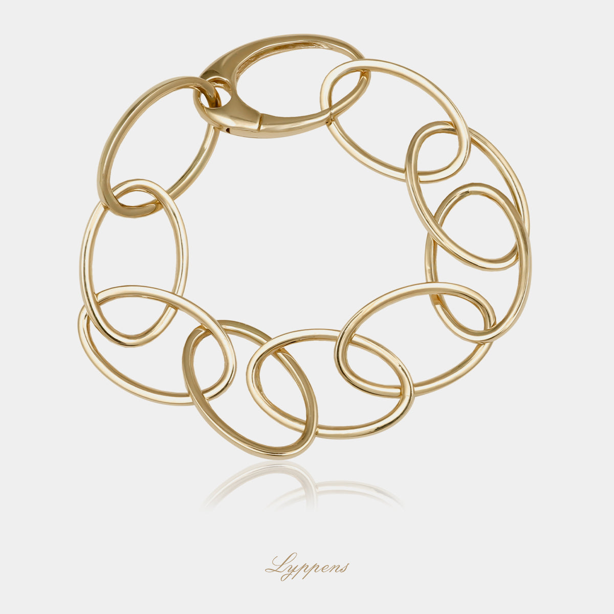 14kt geelgouden fantasie schakelarmband deze armband is opgebouwd uit ovale schakels