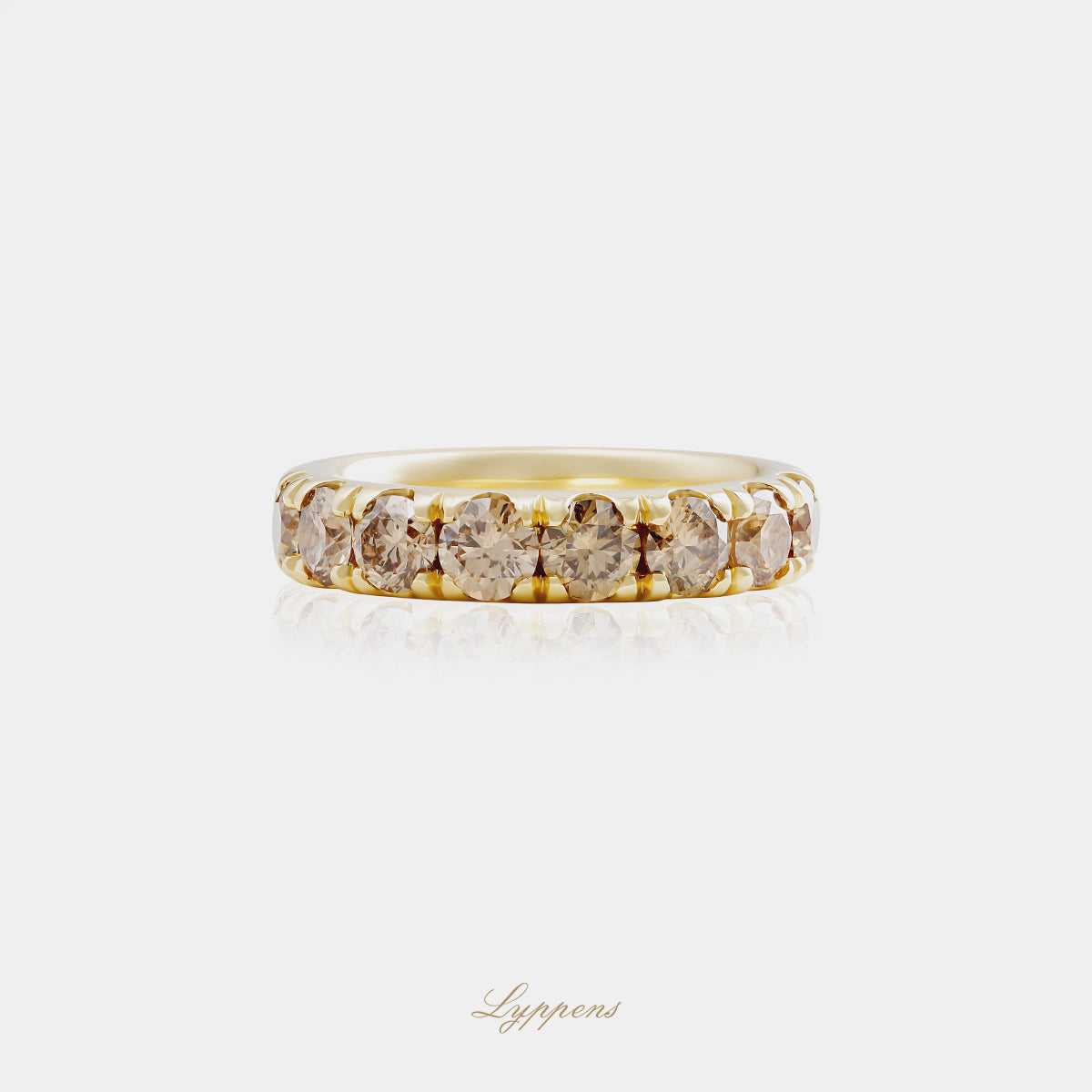 Geelgouden rijring met bruine diamant 2.00ct