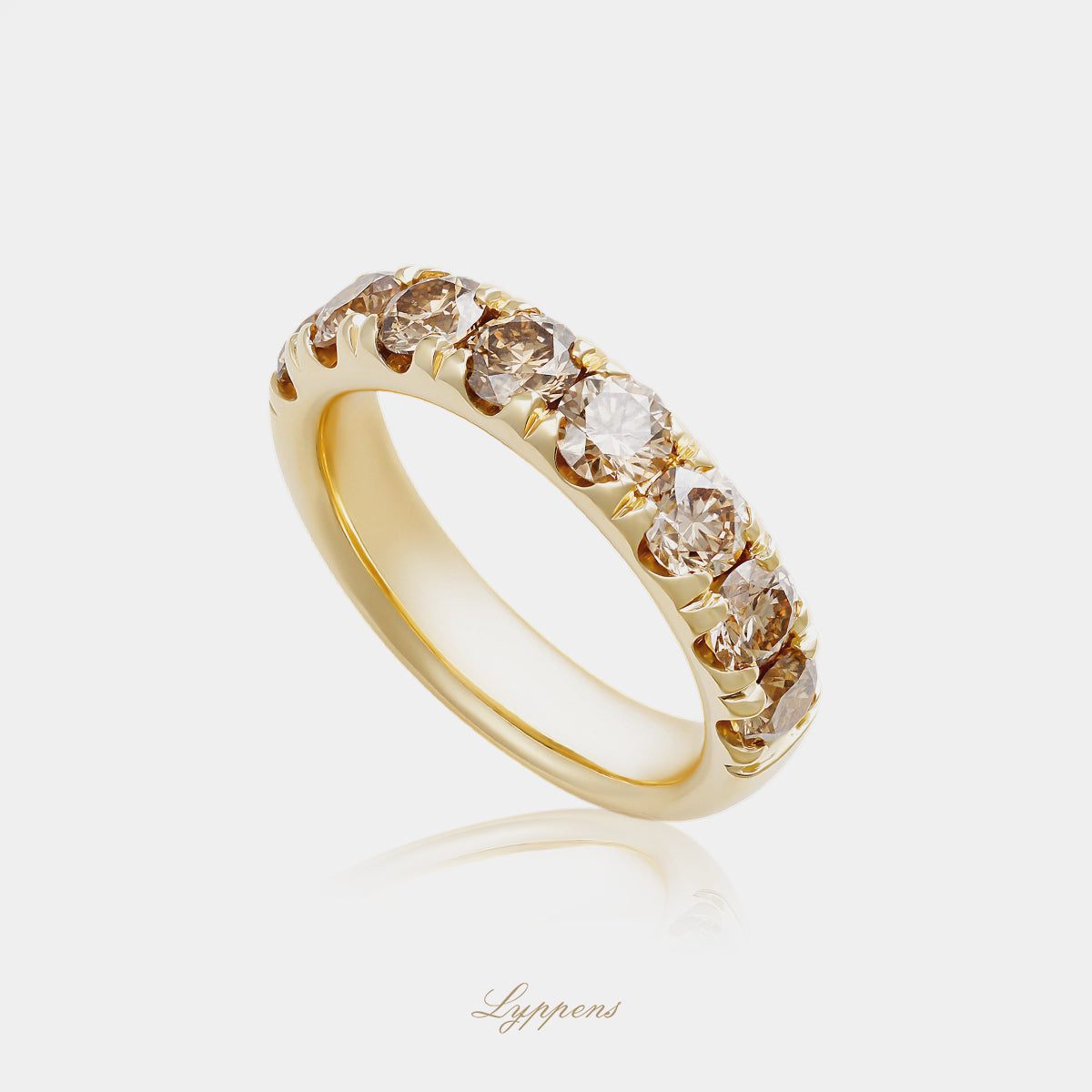 Geelgouden rijring met bruine diamant 2.00ct