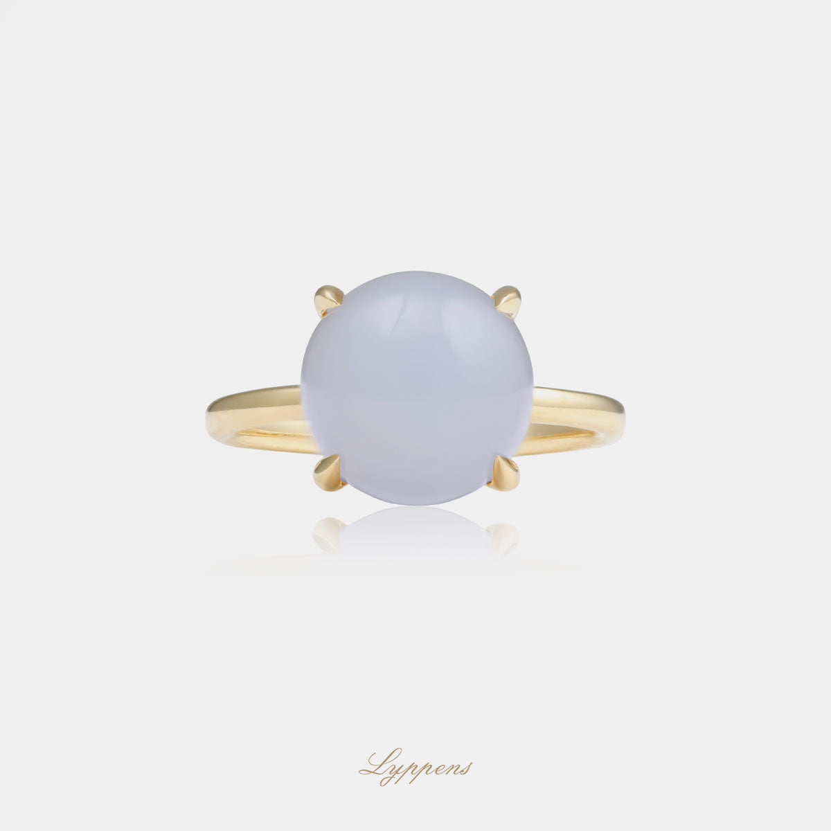 Geelgouden ring met chalcedoon