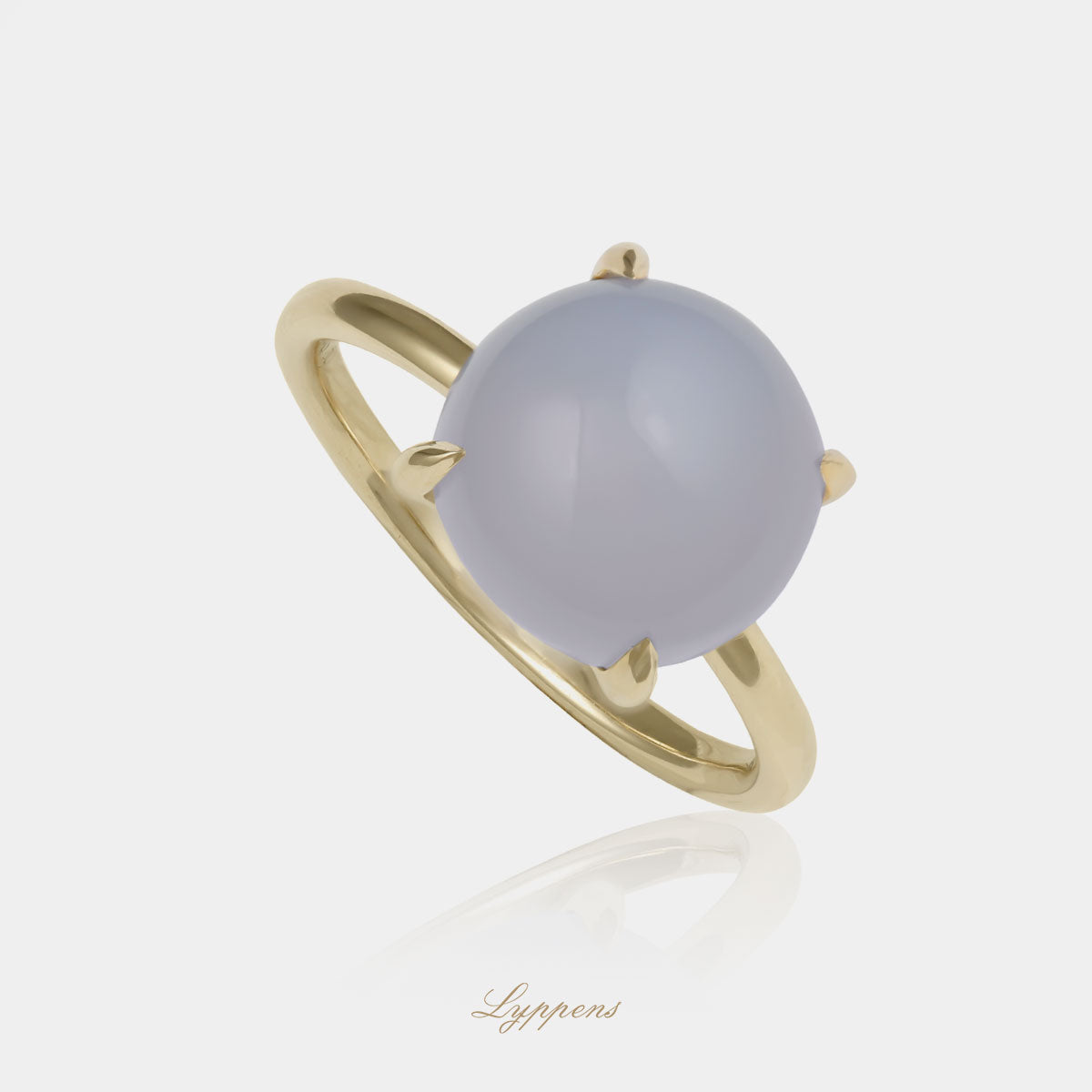 Geelgouden ring met chalcedoon