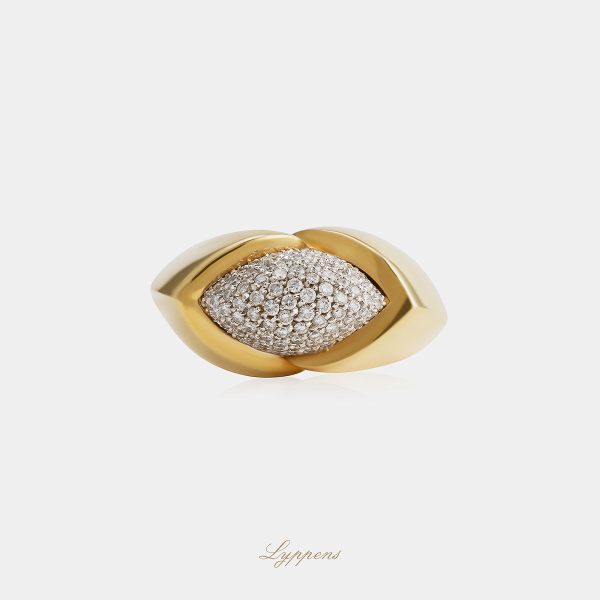 Geelgouden vintage cocktail ring met diamant