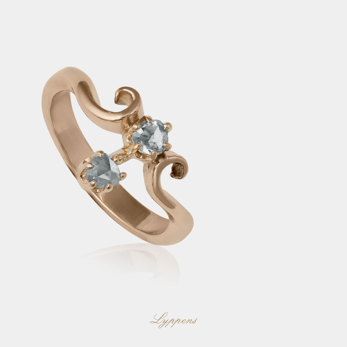 Rose gold vintage ring with diamonds