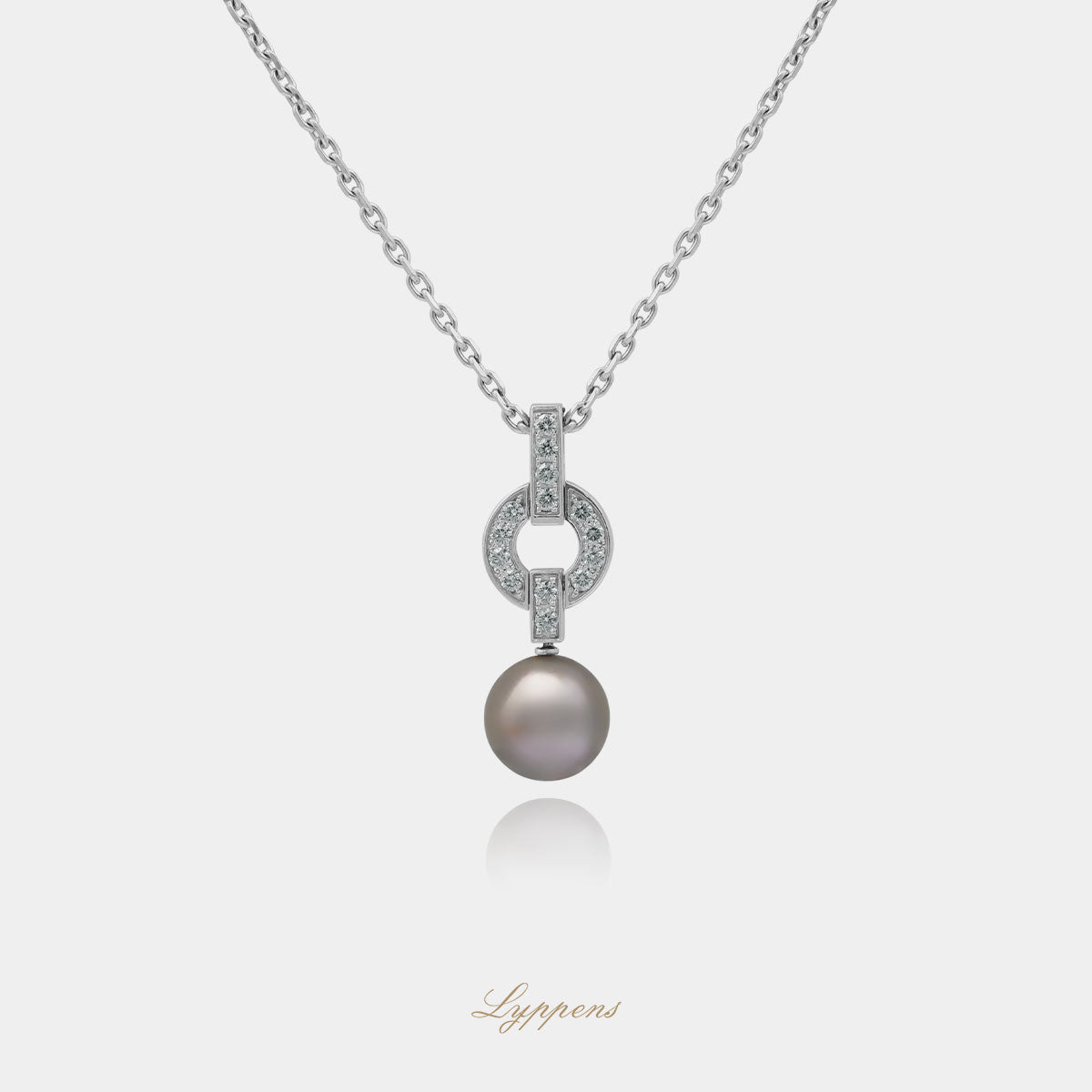 Witgouden Himalia Cartier collier met diamant en Tahiti parel