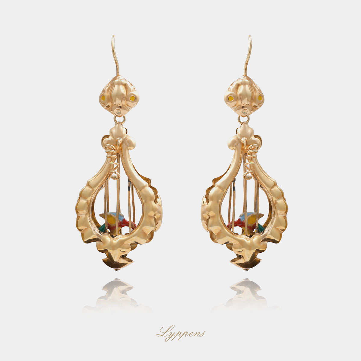 Yellow gold vintage parrot earrings