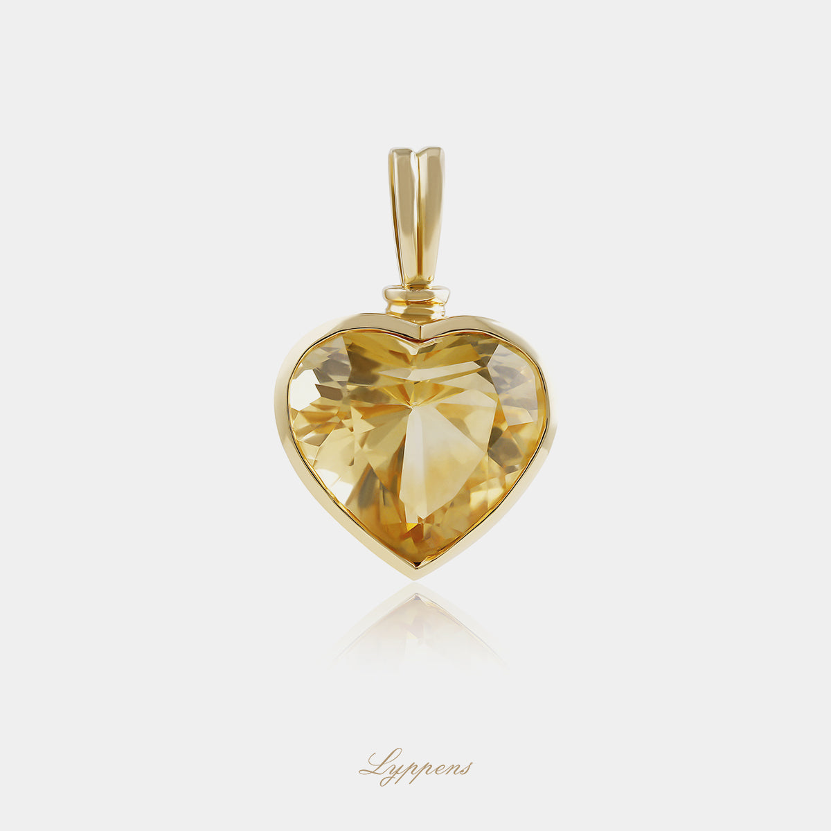 18kt geelgouden vintage hanger met hartvormig geslepen citrien