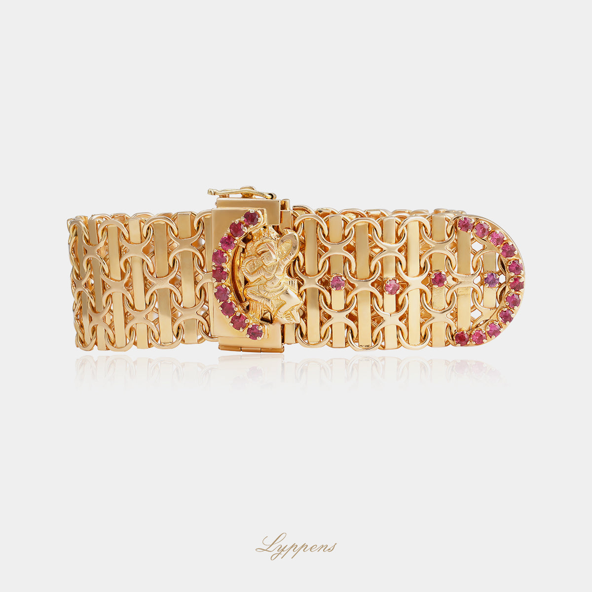 Yellow gold vintage 1950s bracelet with ruby