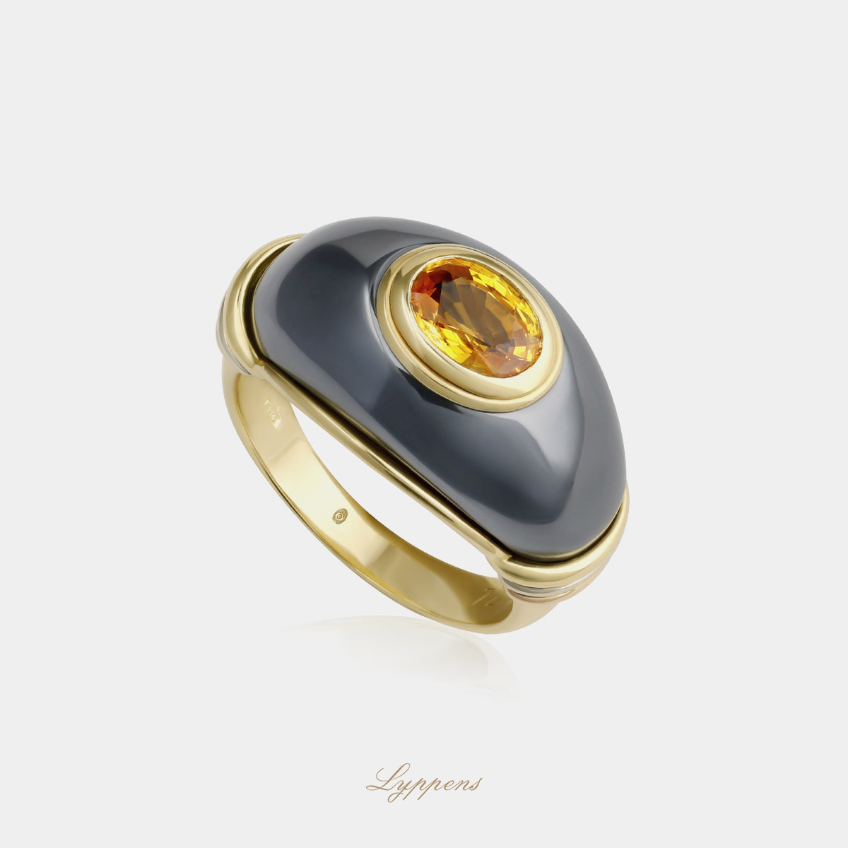 Geelgouden Cartier vintage jaren ‘80 ring met gele saffier en silverium