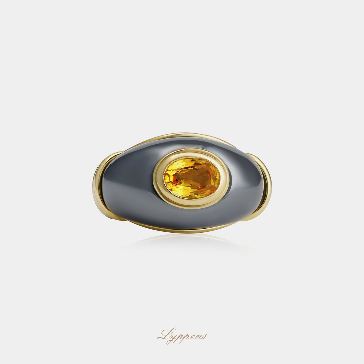 Geelgouden Cartier vintage jaren ‘80 ring met gele saffier en silverium