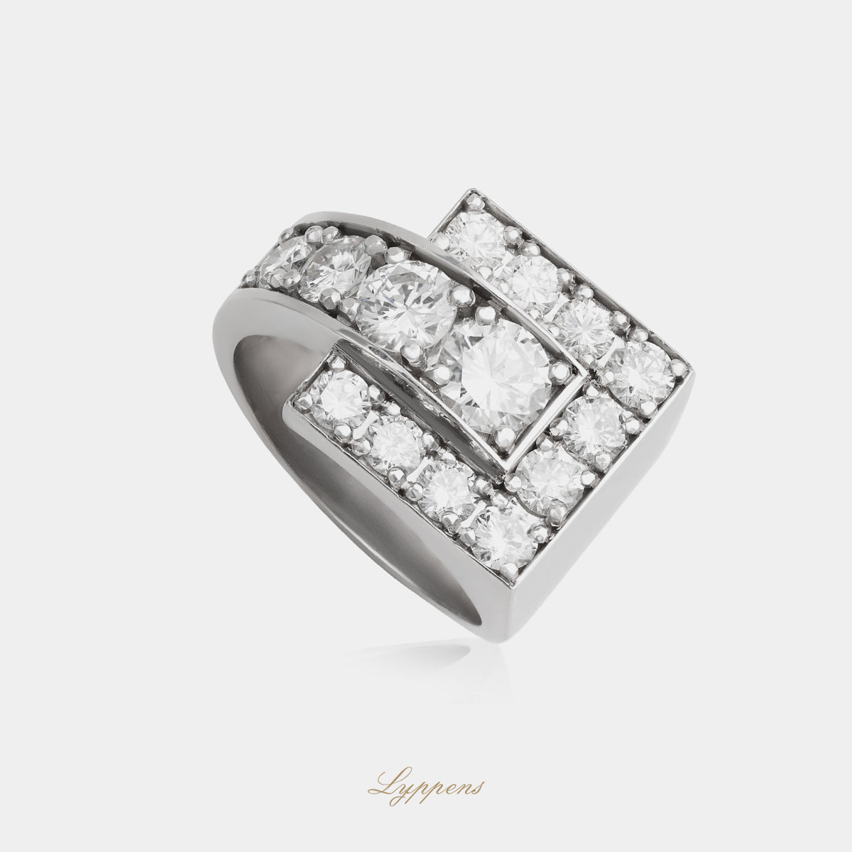 Vintage 18 karaat witgouden ring met briljant geslepen diamant totaal ca. 2.53ct