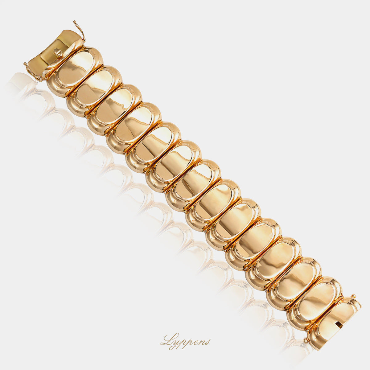 Vintage 18 karaat roségouden tank armband uit de jaren 40 met brede schakels