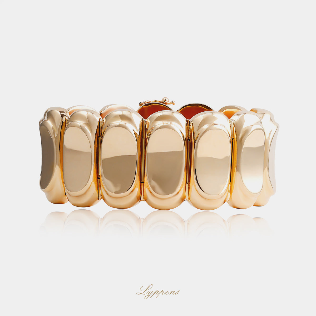 18kt roségouden vintage jaren 40 tank armband met ovale schakels