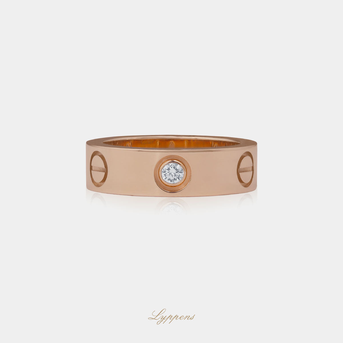 Roségouden vintage Cartier LOVE ring met briljant geslepen diamant.